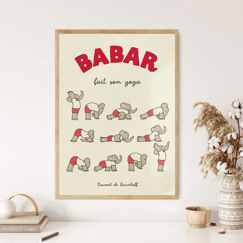 DecorBites™ Elephant Family Cartoon Canvas Wall Art