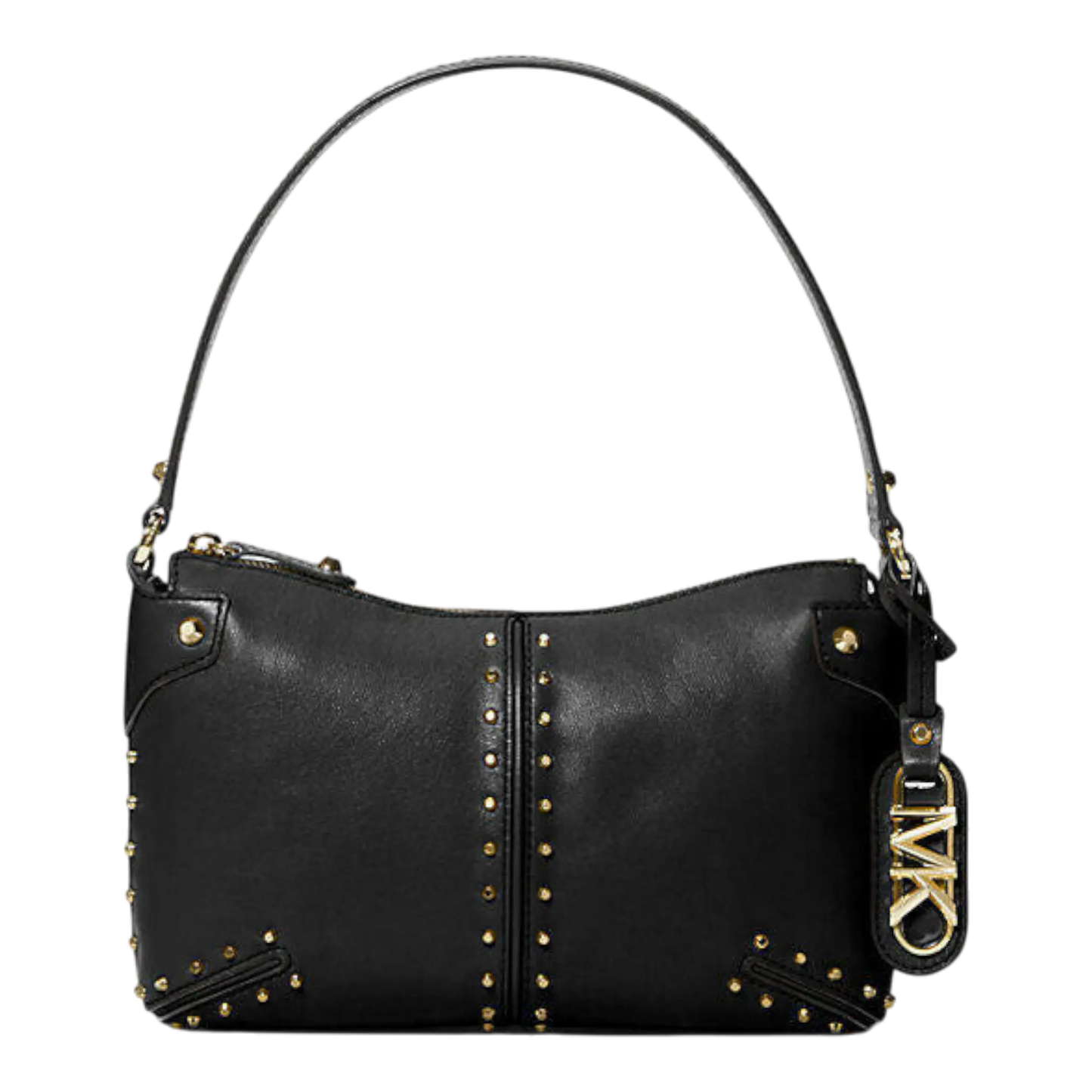 Michael Kors Astor Women Large Studded Leather Shoulder Bag Black