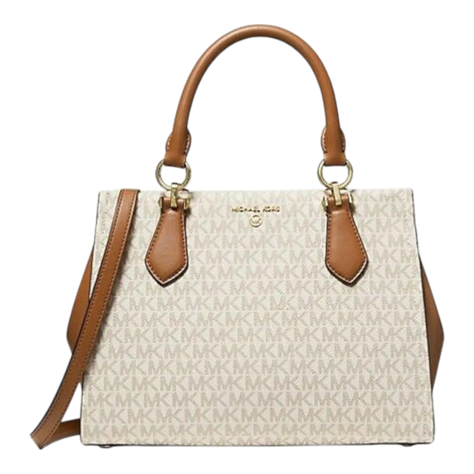 Michael Kors Marilyn Women Medium Satchel Bag Ivory Logo