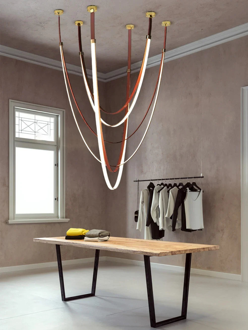 DecorBites™ Flexible Leather Belt LED Chandelier for Living Room