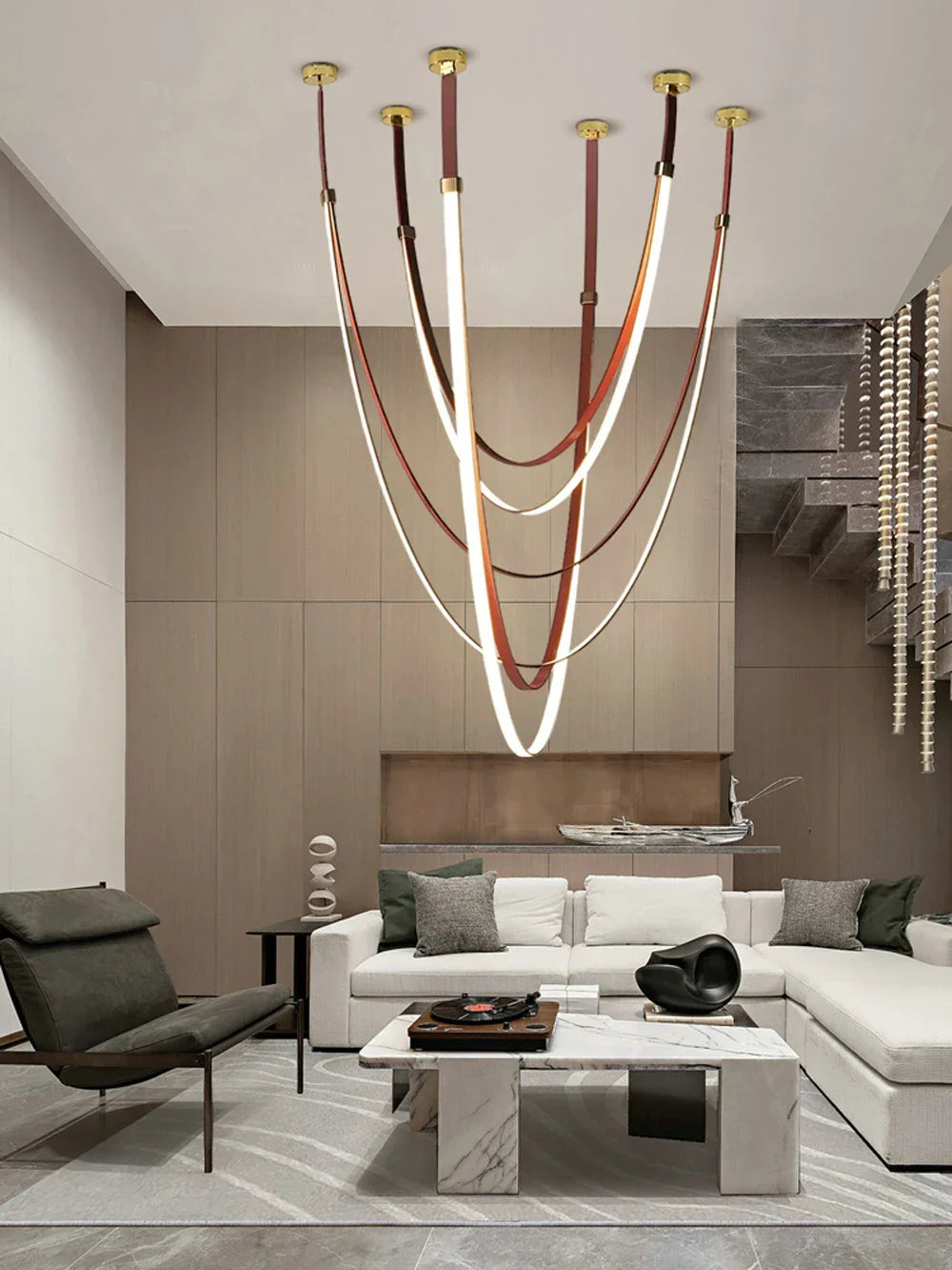 DecorBites™ Flexible Leather Belt LED Chandelier Light