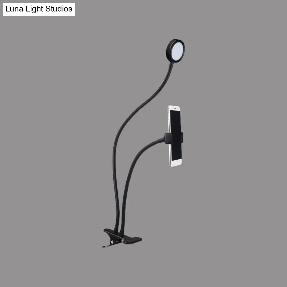 DecorBites™ Flexible LED Vanity Light: Round, Flush-mount Design in Contemporary Metal Finish - Black or White with Clip-on Base