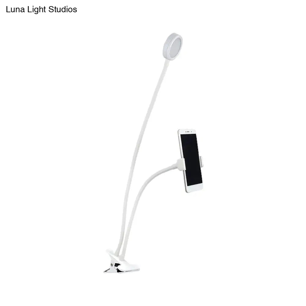 DecorBites™ Flexible LED Vanity Light: Round, Flush-mount Design in Contemporary Metal Finish - Black or White with Clip-on Base