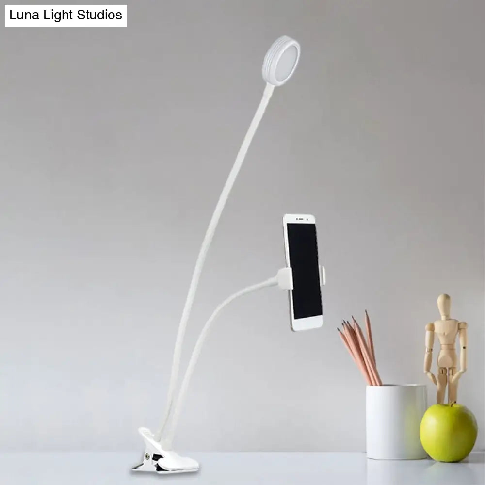 DecorBites™ Flexible LED Vanity Light: Round, Flush-mount Design in Contemporary Metal Finish - Black or White with Clip-on Base