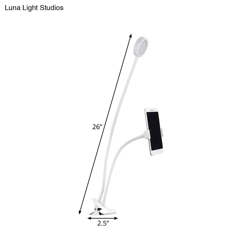 DecorBites™ Flexible LED Vanity Light: Round, Flush-mount Design in Contemporary Metal Finish - Black or White with Clip-on Base