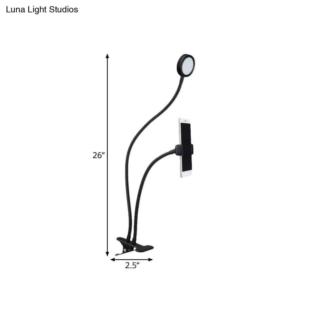 DecorBites™ Flexible LED Vanity Light: Round, Flush-mount Design in Contemporary Metal Finish - Black or White with Clip-on Base