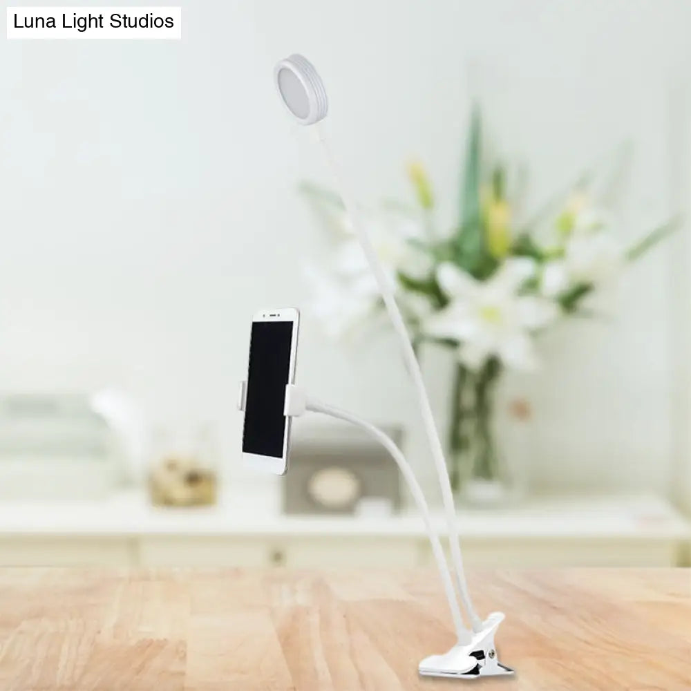 DecorBites™ Flexible LED Vanity Light: Round, Flush-mount Design in Contemporary Metal Finish - Black or White with Clip-on Base