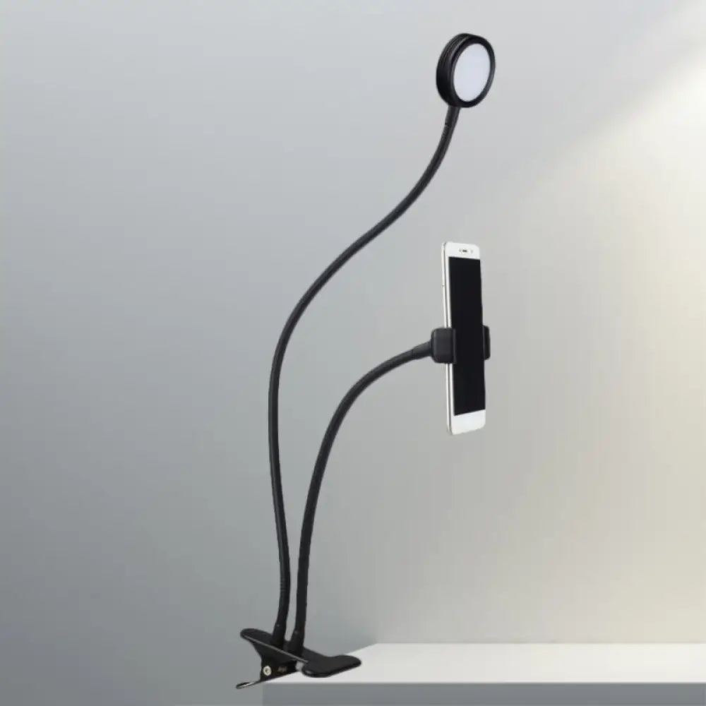 DecorBites™ Flexible LED Vanity Light: Round, Flush-mount Design in Contemporary Metal Finish - Black or White with Clip-on Base