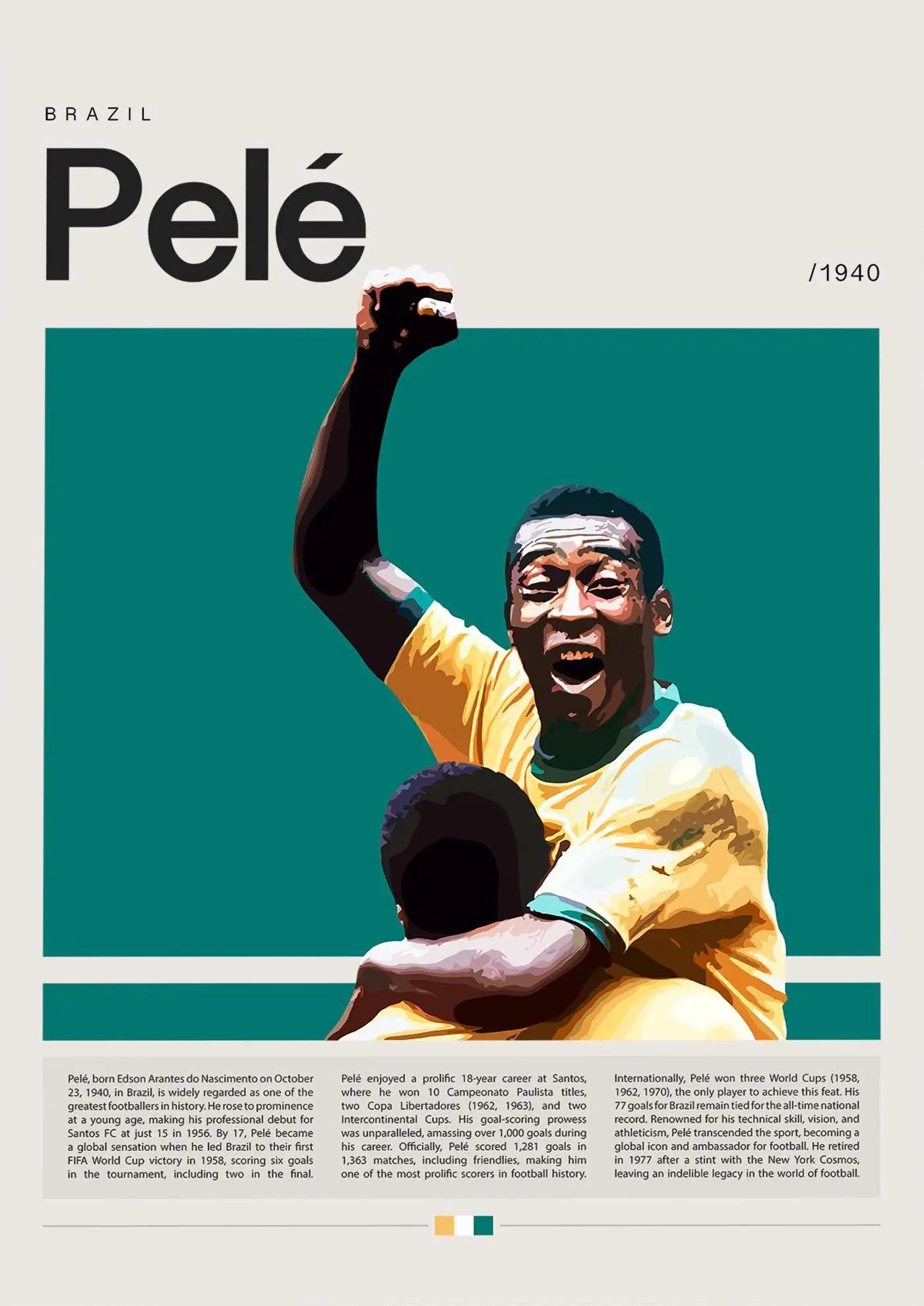 DecorBites™ Football Star Champion Poster Canvas Wall Art