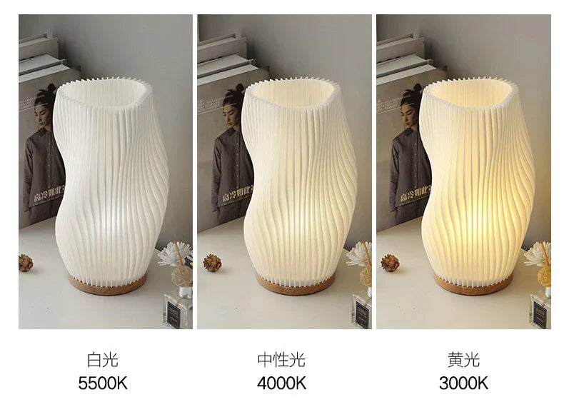 DecorBites™ French cream style 3D desk lamp ins internet red pleated bedroom bedside lamp study coffee shop card seat atmosphere lamp