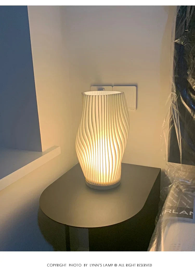 DecorBites™ French cream style 3D desk lamp ins internet red pleated bedroom bedside lamp study coffee shop card seat atmosphere lamp
