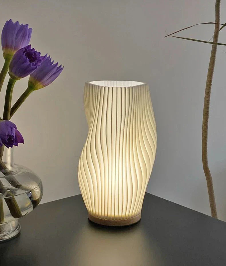 DecorBites™ French cream style 3D desk lamp ins internet red pleated bedroom bedside lamp study coffee shop card seat atmosphere lamp