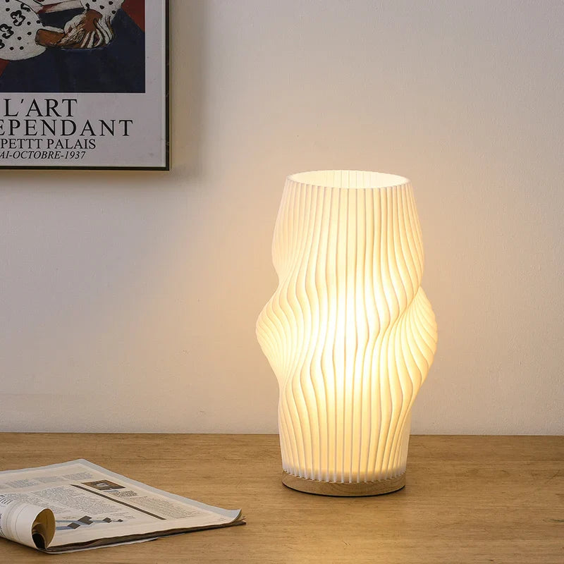 DecorBites™ French cream style 3D desk lamp ins internet red pleated bedroom bedside lamp study coffee shop card seat atmosphere lamp