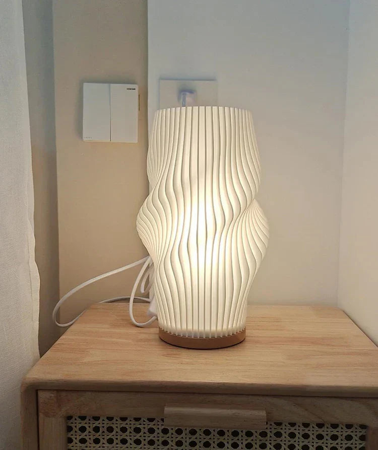 DecorBites™ French cream style 3D desk lamp ins internet red pleated bedroom bedside lamp study coffee shop card seat atmosphere lamp