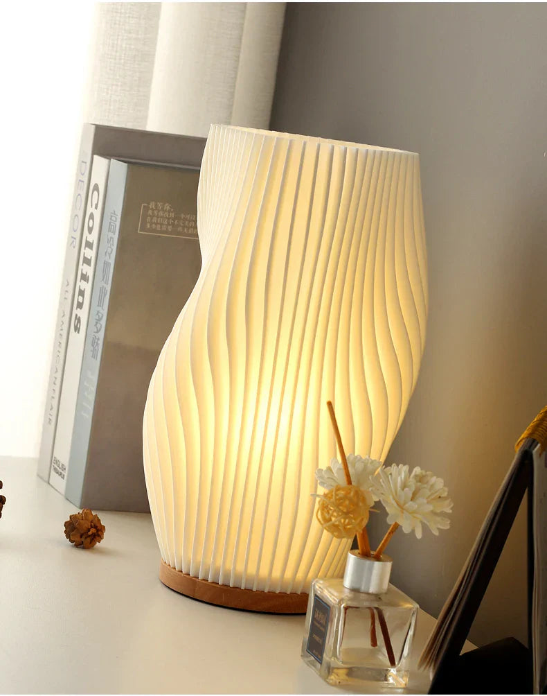 DecorBites™ French cream style 3D desk lamp ins internet red pleated bedroom bedside lamp study coffee shop card seat atmosphere lamp