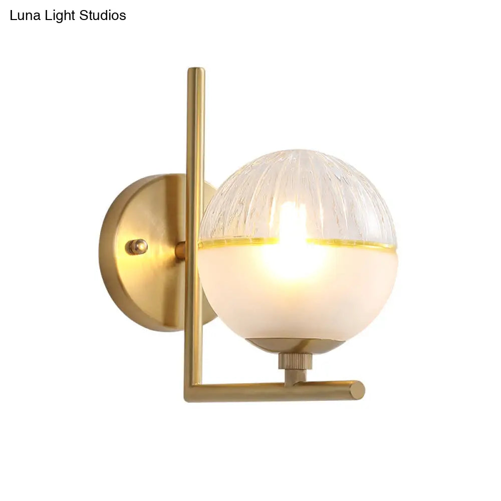 DecorBites™ Frosted Glass Modernist Sconce with Brass Wall Mount - 1 Head Light Fixture