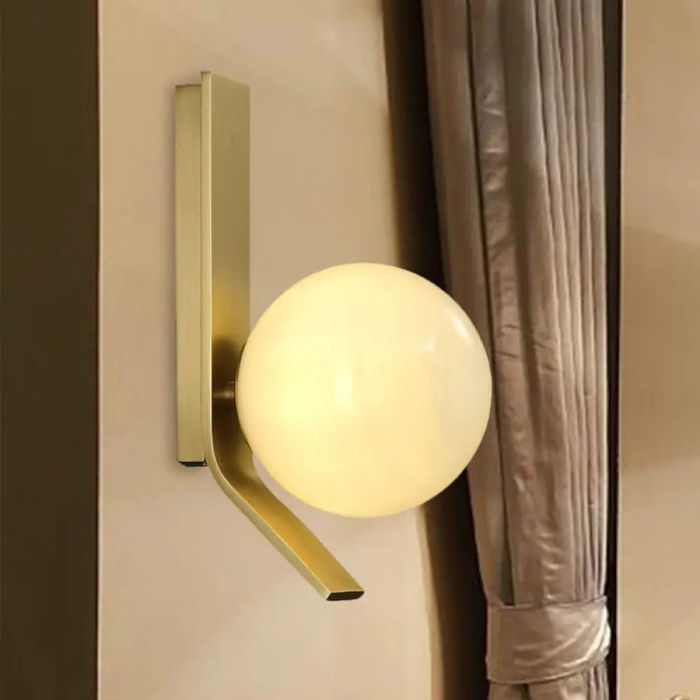 DecorBites™ Frosted Glass Sconce: Luxury Brass Wall Mounted Light with Curved Metal Backplate