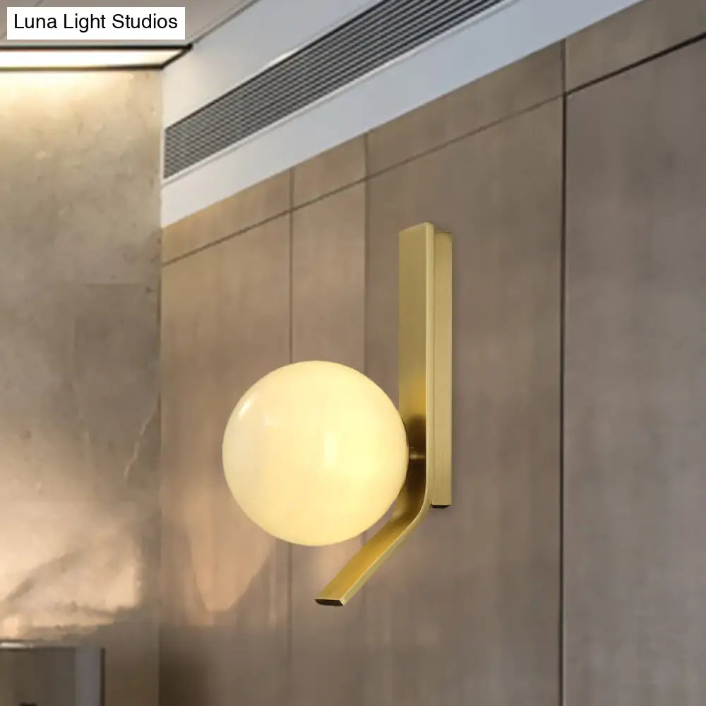 DecorBites™ Frosted Glass Sconce: Luxury Brass Wall Mounted Light with Curved Metal Backplate