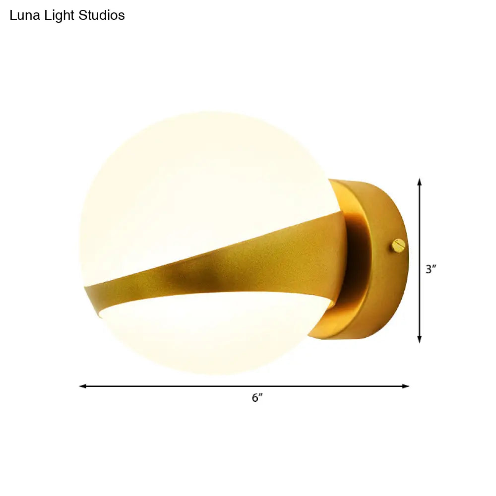 DecorBites™ Frosted Glass Wall Lamp with Gold Finish - Modern Spherical Design (1/2 Heads)