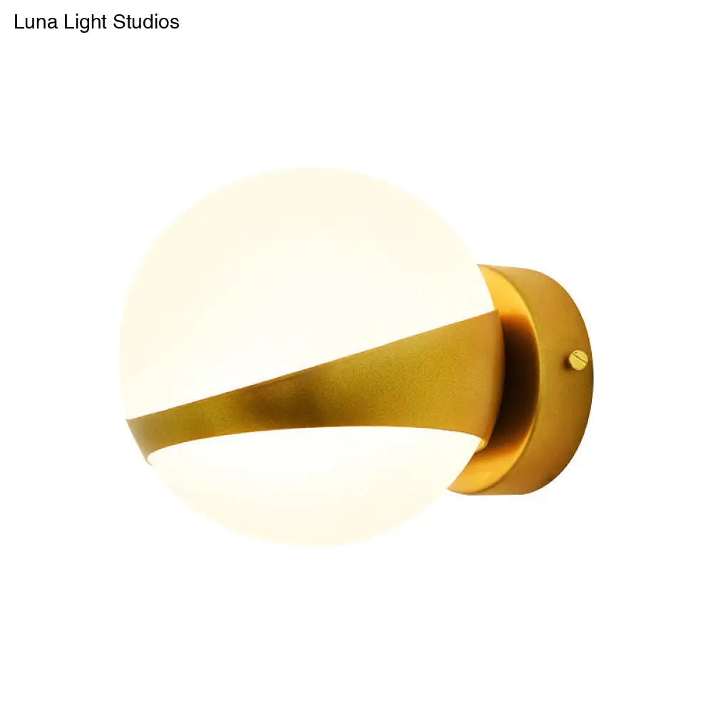 DecorBites™ Frosted Glass Wall Lamp with Gold Finish - Modern Spherical Design (1/2 Heads)