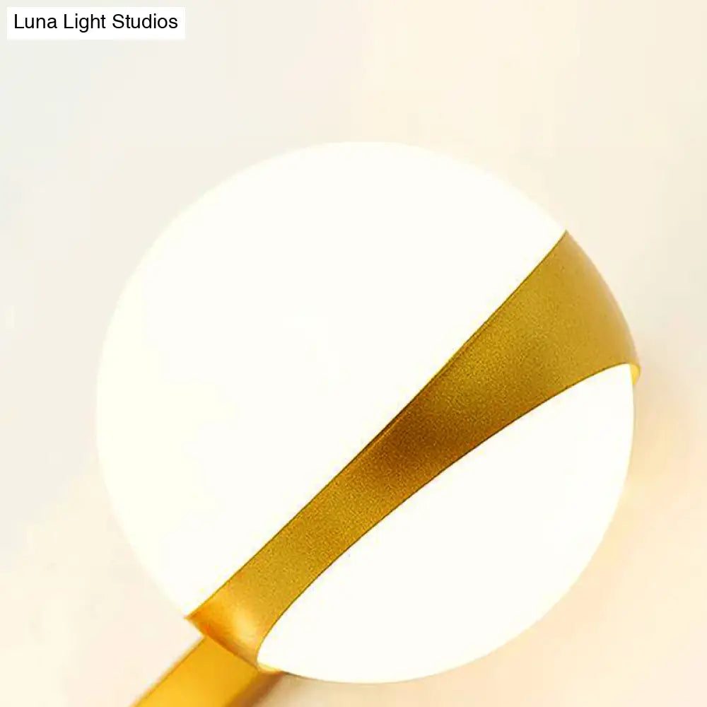 DecorBites™ Frosted Glass Wall Lamp with Gold Finish - Modern Spherical Design (1/2 Heads)