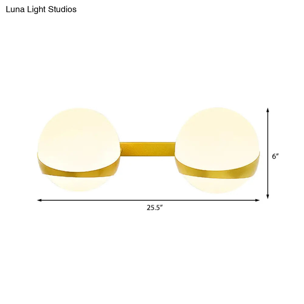 DecorBites™ Frosted Glass Wall Lamp with Gold Finish - Modern Spherical Design (1/2 Heads)