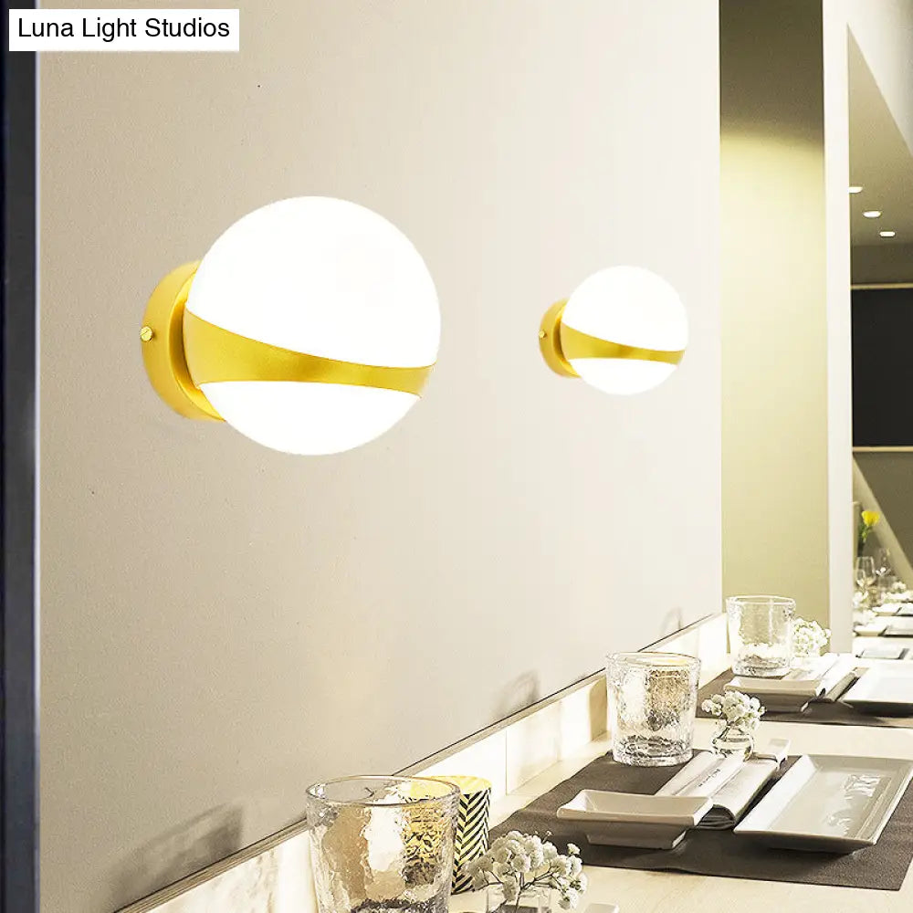 DecorBites™ Frosted Glass Wall Lamp with Gold Finish - Modern Spherical Design (1/2 Heads)