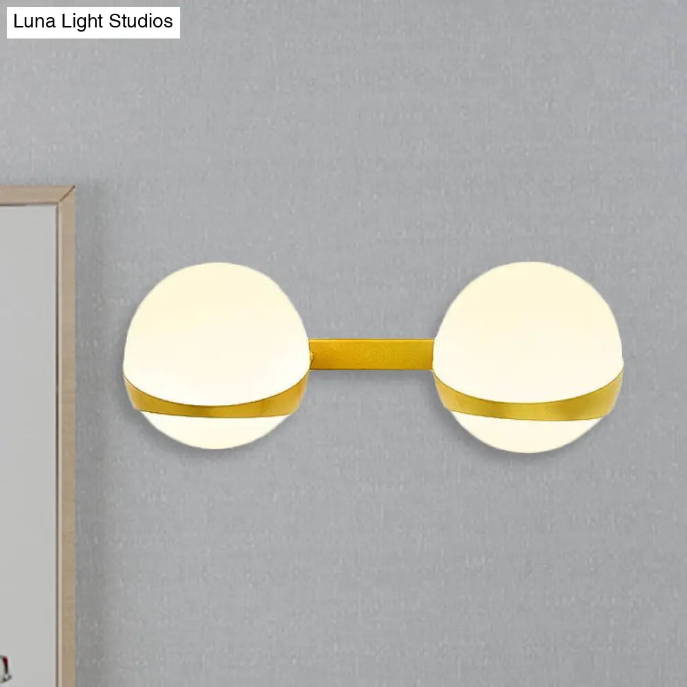 DecorBites™ Frosted Glass Wall Lamp with Gold Finish - Modern Spherical Design (1/2 Heads)