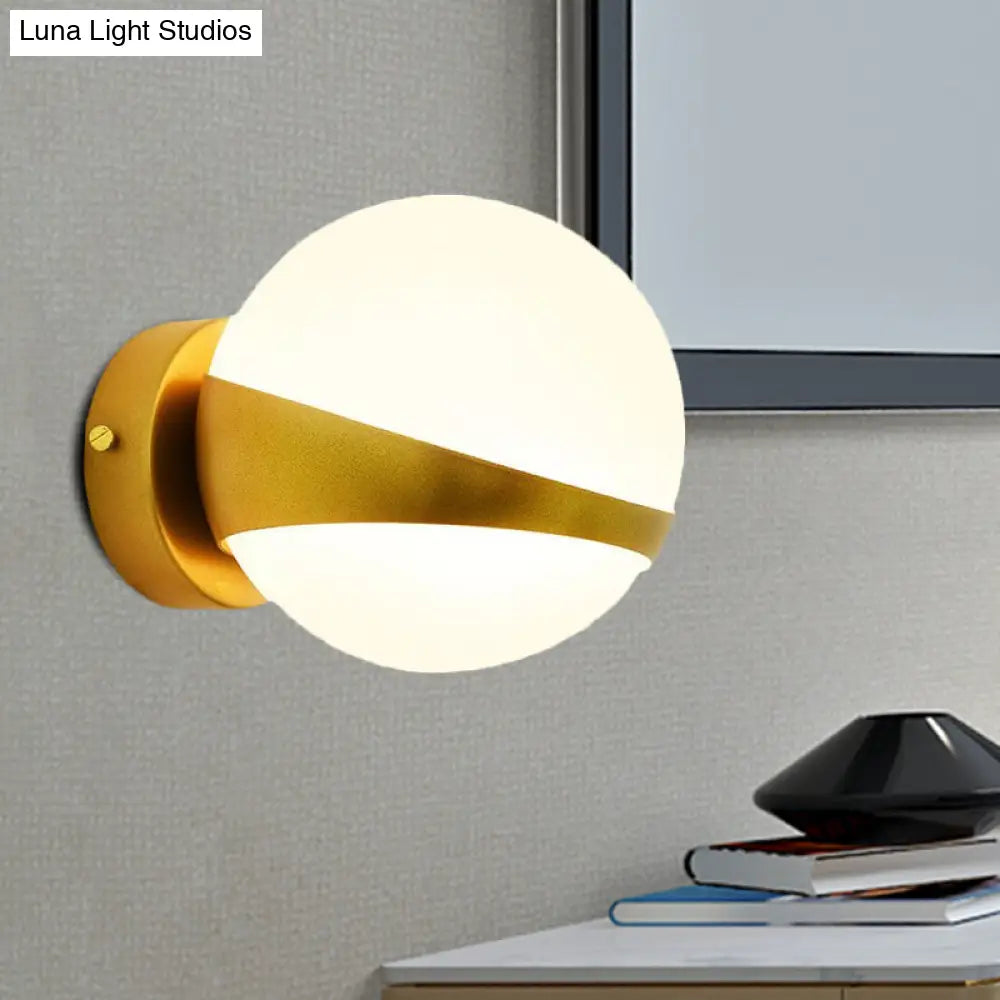 DecorBites™ Frosted Glass Wall Lamp with Gold Finish - Modern Spherical Design (1/2 Heads)