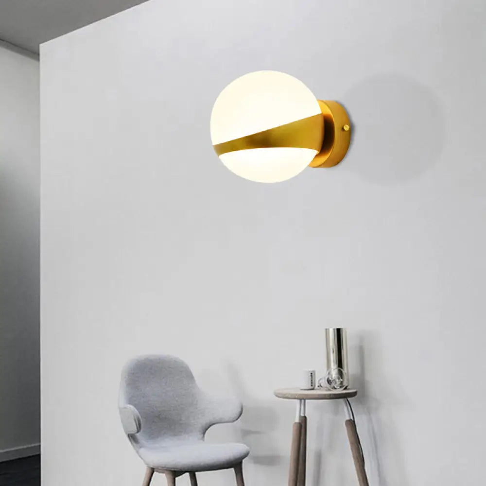 DecorBites™ Frosted Glass Wall Lamp with Gold Finish - Modern Spherical Design (1/2 Heads)