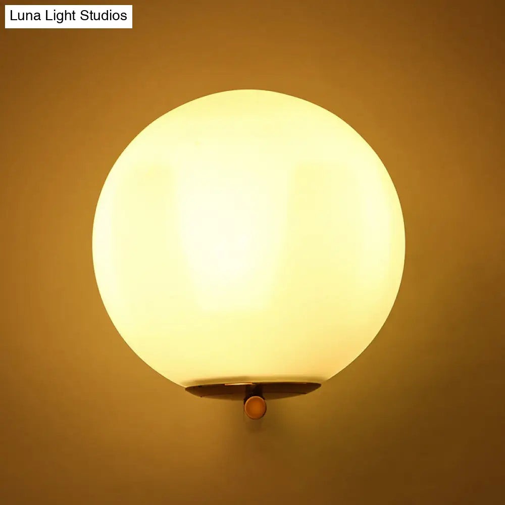DecorBites™ Frosted White Glass Ball Wall Light with Gold Arm - Minimalist 1 Head Wall Lamp (Warm/White Light)
