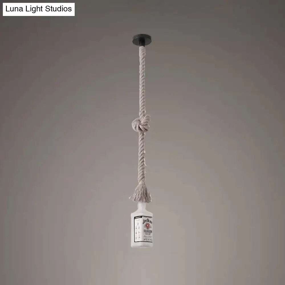 DecorBites™ Frosted White Glass Island Lamp - Loft Style, Black Wine Bottle Design - Perfect for Restaurants, Ceiling Suspension Lighting