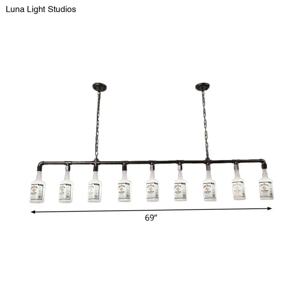 DecorBites™ Frosted White Glass Island Lamp - Loft Style, Black Wine Bottle Design - Perfect for Restaurants, Ceiling Suspension Lighting
