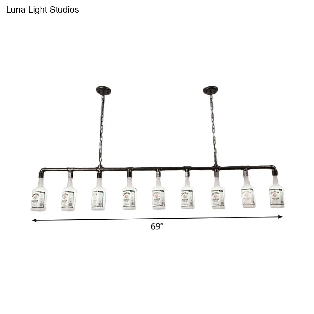 DecorBites™ Frosted White Glass Island Lamp - Loft Style, Black Wine Bottle Design - Perfect for Restaurants, Ceiling Suspension Lighting