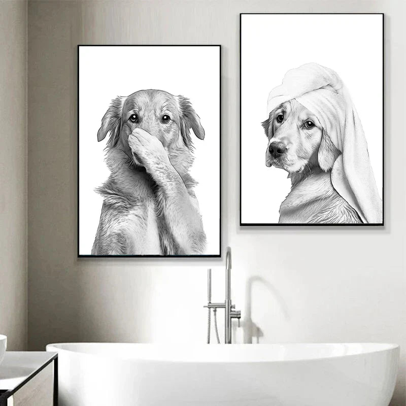 DecorBites™ Fun Animal Bathroom Wall Art Canvas