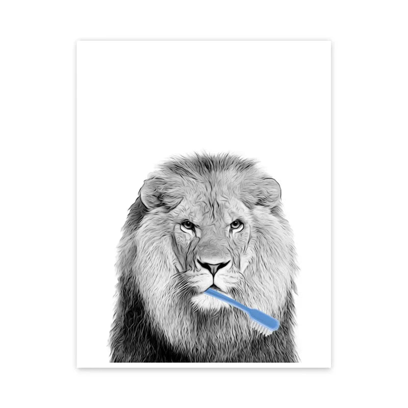DecorBites™ Fun Animal Bathroom Wall Art Canvas