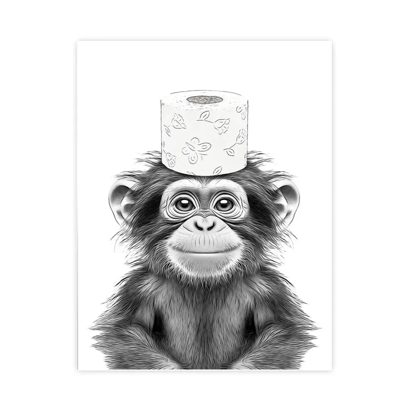 DecorBites™ Funny Animal Bathroom Canvas Wall Art