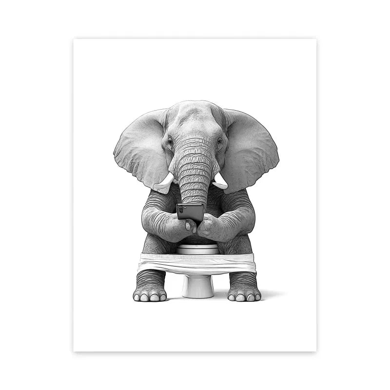 DecorBites™ Funny Animal Bathroom Canvas Wall Art