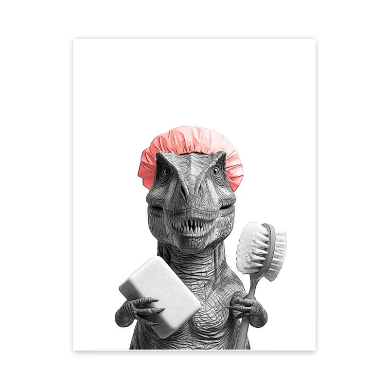 DecorBites™ Funny Animal Bathroom Canvas Wall Art