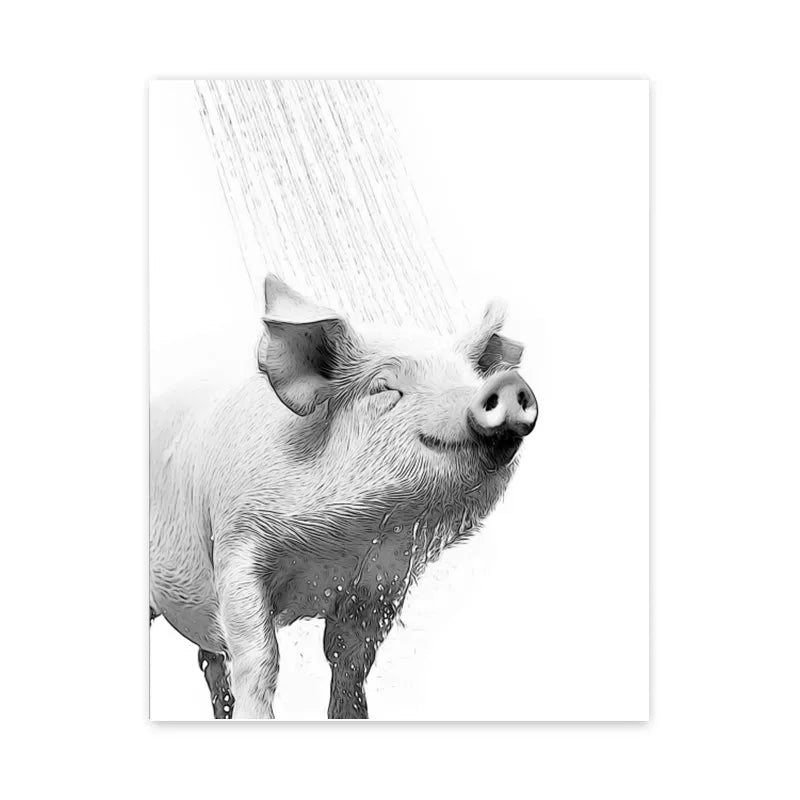 DecorBites™ Funny Animal Bathroom Wall Art Canvas Print