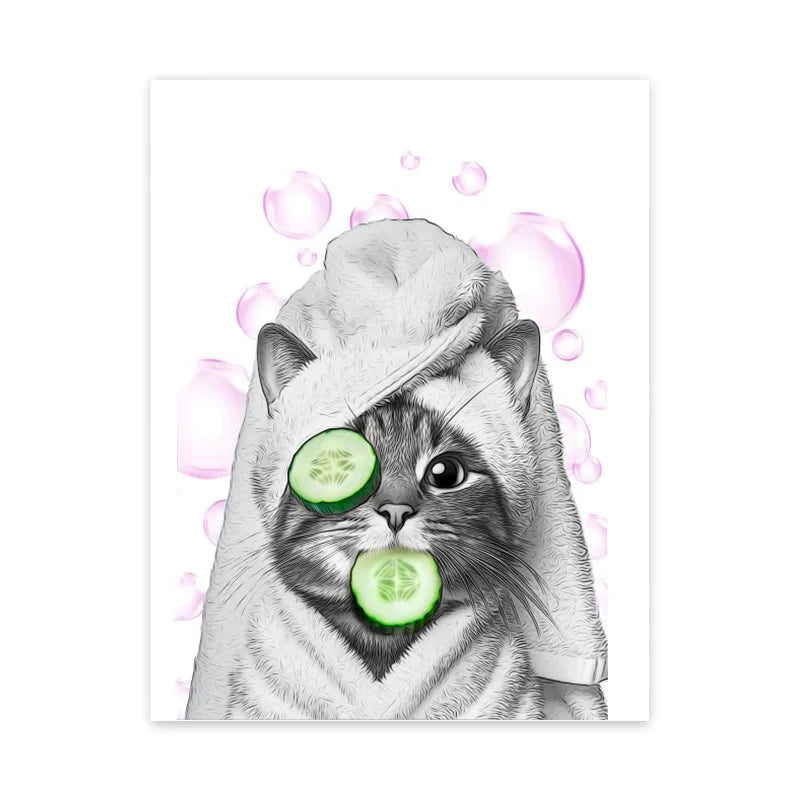 DecorBites™ Funny Animal Bathroom Wall Art Canvas Print