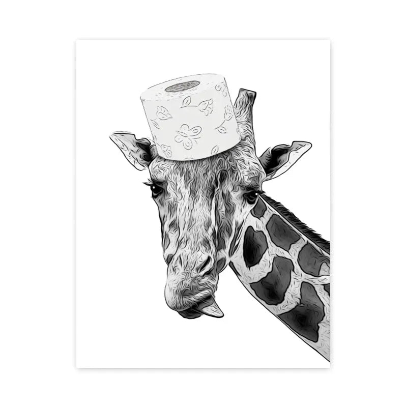 DecorBites™ Funny Animal Bathroom Wall Art Print
