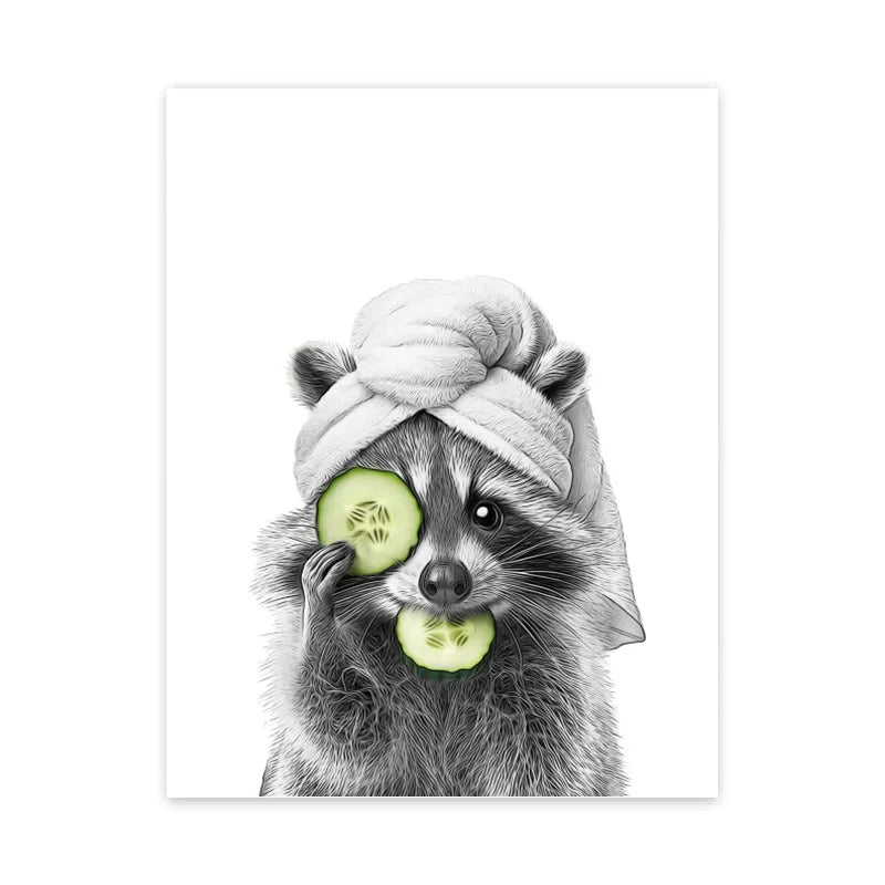 DecorBites™ Funny Animal Bathroom Wall Art Print