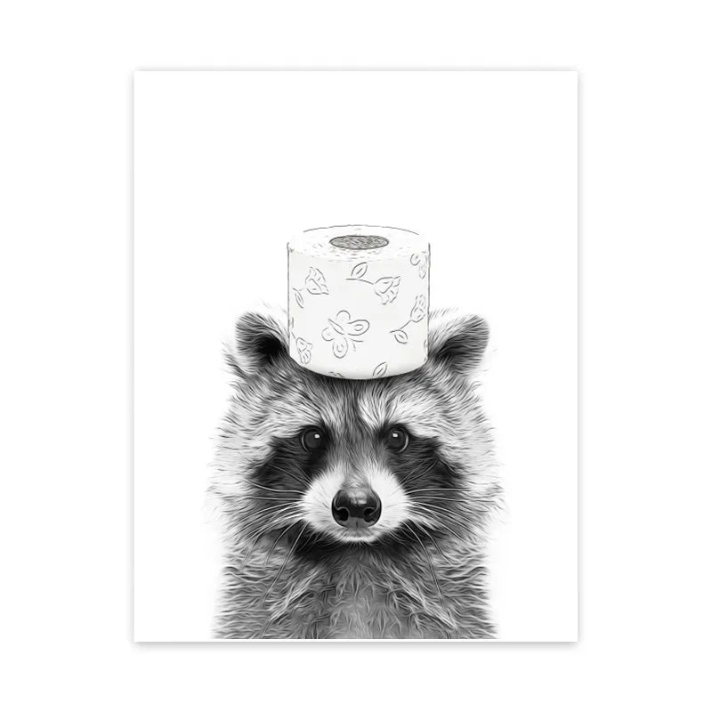 DecorBites™ Funny Animal Bathroom Wall Art Print