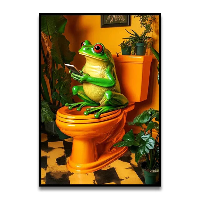 DecorBites™ Funny Cat Bathroom Canvas Wall Art