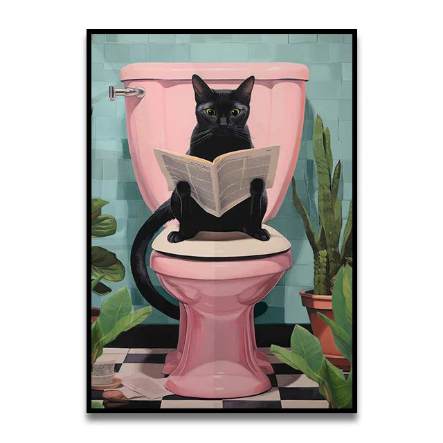 DecorBites™ Funny Cat Bathroom Canvas Wall Art