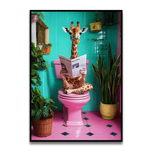 DecorBites™ Funny Cat Bathroom Canvas Wall Art