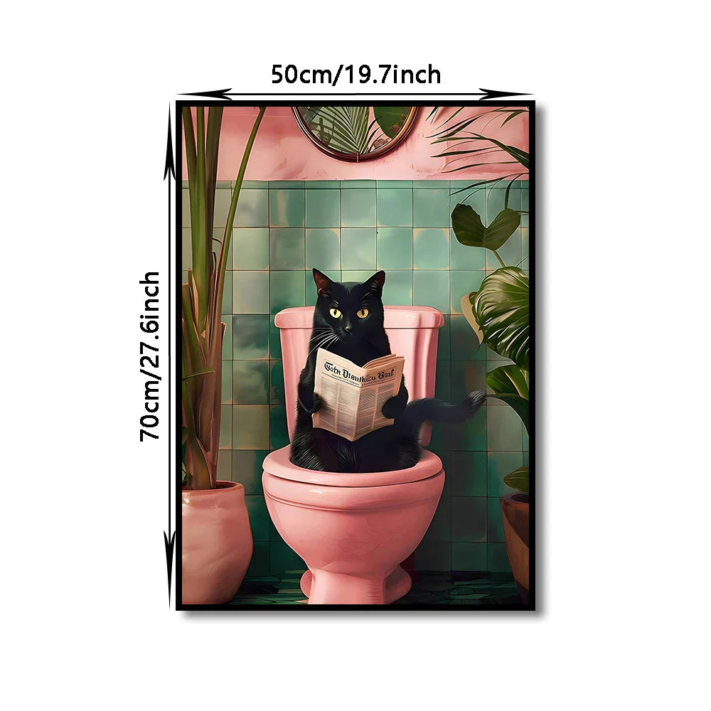 DecorBites™ Funny Cat Bathroom Canvas Wall Art