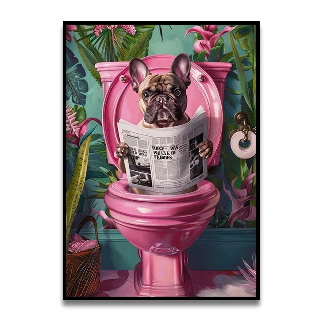 DecorBites™ Funny Cat Bathroom Canvas Wall Art