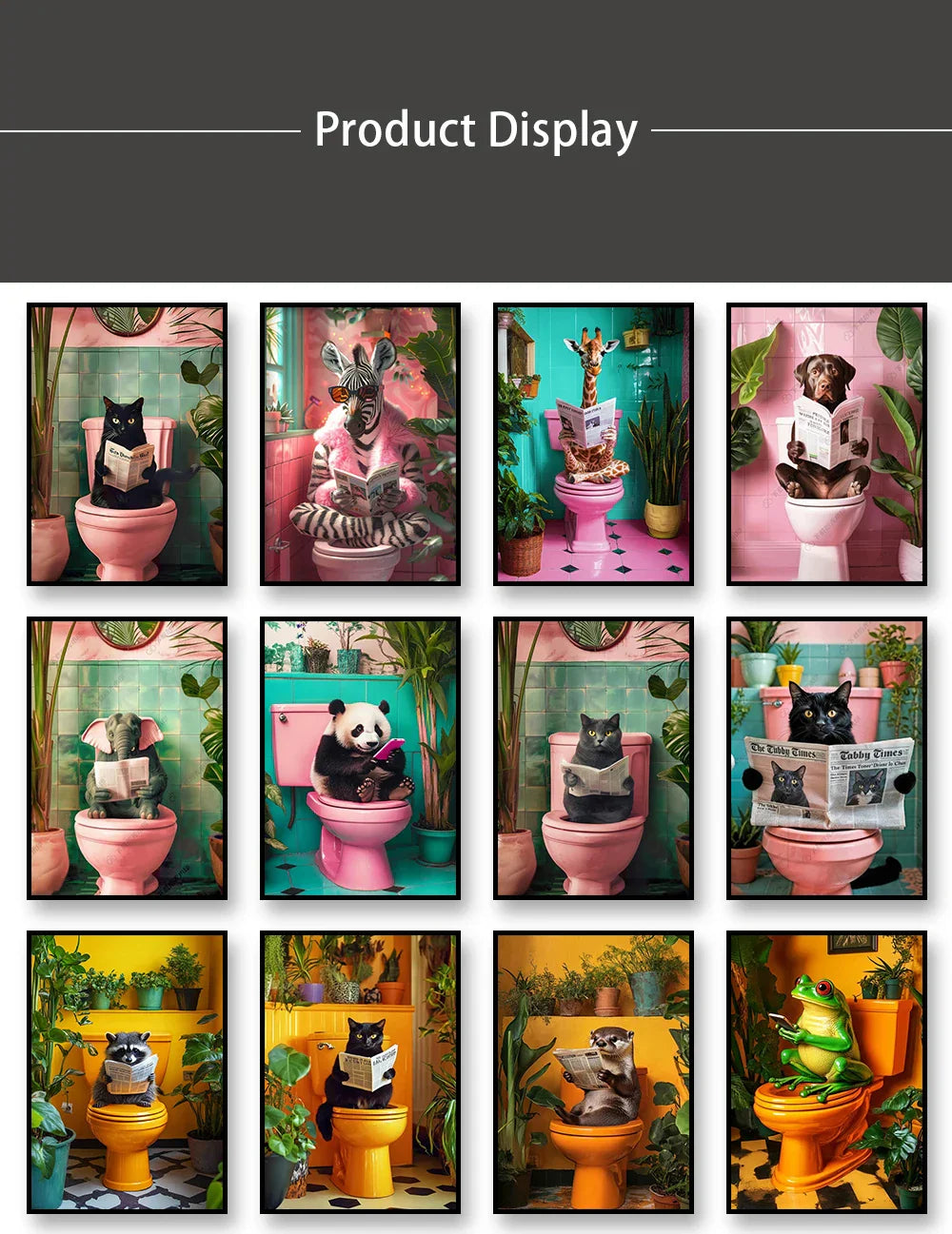 DecorBites™ Funny Cat Bathroom Wall Art
